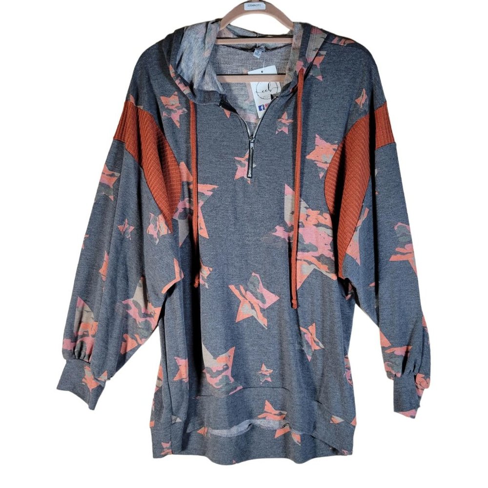 White Birch Gray Orange Top Women Sz M NWT